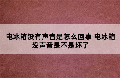 电冰箱没有声音是怎么回事 电冰箱没声音是不是坏了